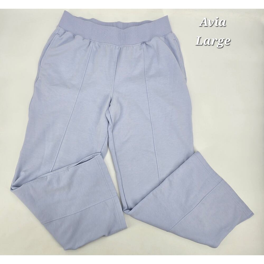 Avia Plush‎ Fleece Athleisure Pants  L  – Pale Periwinkle Lavender – Wide Leg